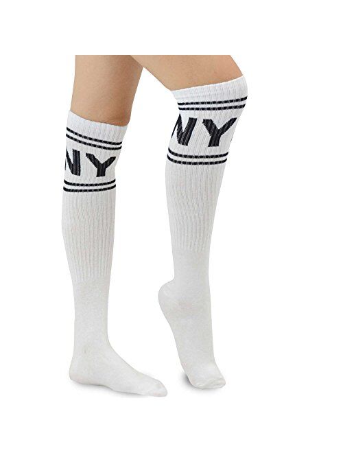 Teehee Women's Fashion Extra Long Cotton Thigh High Socks - 4 Pair Pack