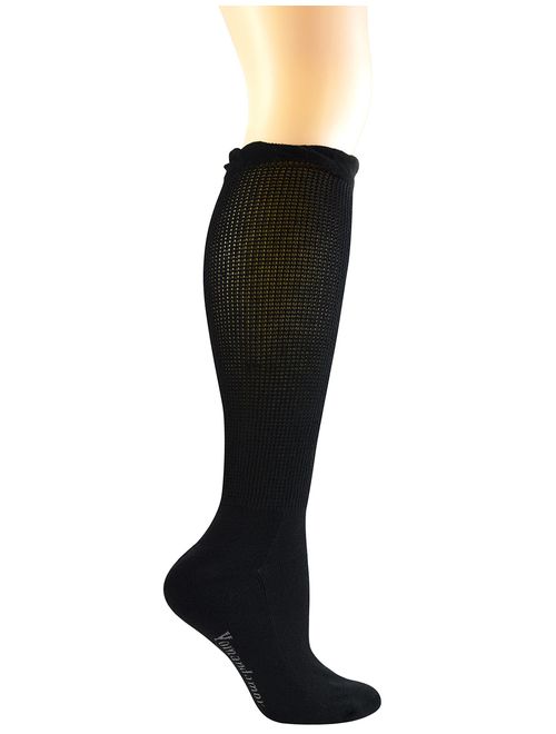 Yomandamor Women's Non-binding Lace Bamboo Knee-Hi Boot Diabetic Socks with Seamless Toe,4 Pairs