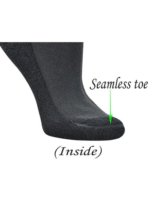 Yomandamor Women's Non-binding Lace Bamboo Knee-Hi Boot Diabetic Socks with Seamless Toe,4 Pairs