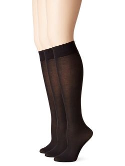 Women's Silky Trouser Knee High Sock, 3 Pair Pack