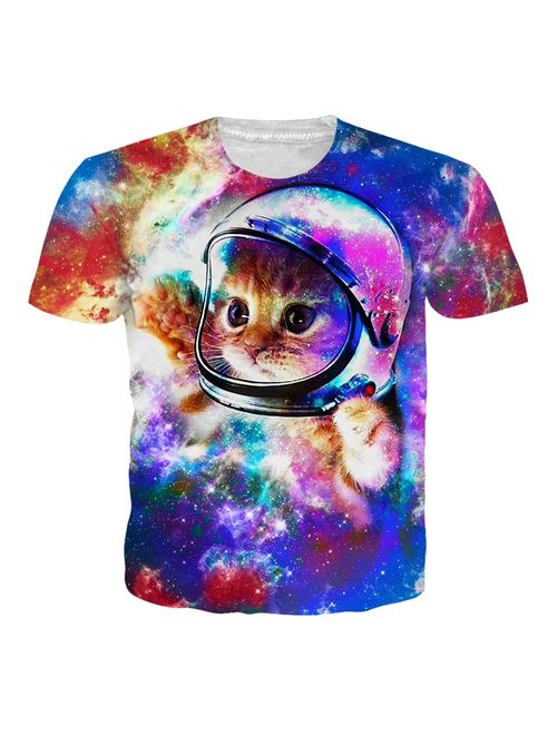 RAISEVERN Unisex Summer T-Shirts Crewneck Cool Short Sleeve Funny Graphic Print Top Casual Tees