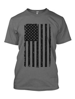 Distressed Black USA Flag - United States Men's Cotton Short Sleeve Crew Neck T-Shirt