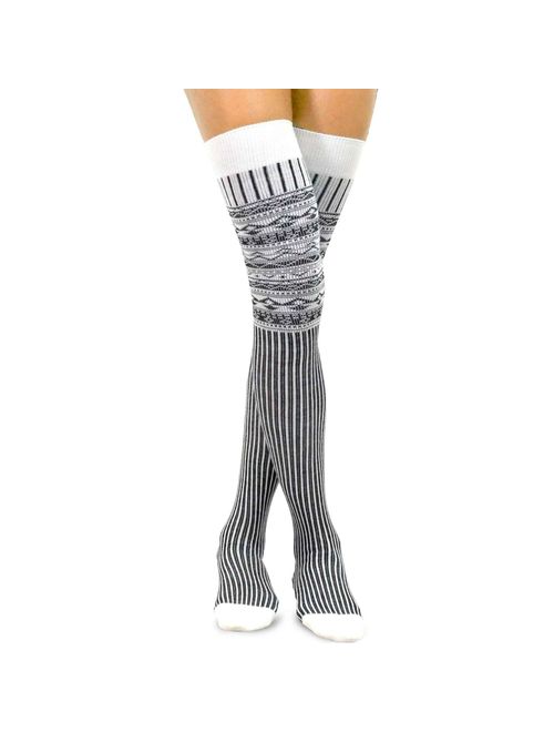 Teehee Women's Fashion Extra Long Cotton Thigh High Socks - 3 Pair Pack