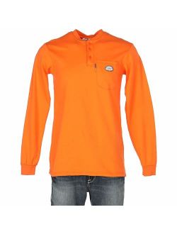 Rasco FR Mens Orange Long Sleeve Henley T Shirt
