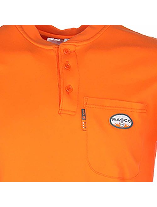 Rasco FR Mens Orange Long Sleeve Henley T Shirt