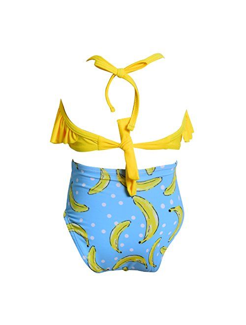 KABETY Girls Swimsuit Two Pieces Bikini Set Ruffle Falbala Swimwear Bathing Suits