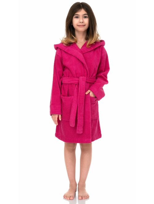 TowelSelections Girls Pool Cover-up, Kids Hooded Cotton Terry Beach Cover-up