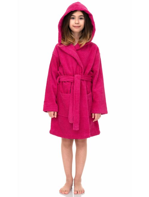 TowelSelections Girls Pool Cover-up, Kids Hooded Cotton Terry Beach Cover-up
