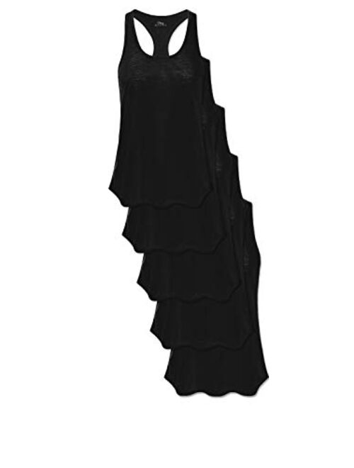 Women's 5 Pack Everyday Flowy Burnout Racer Back Active Workout Tank Tops