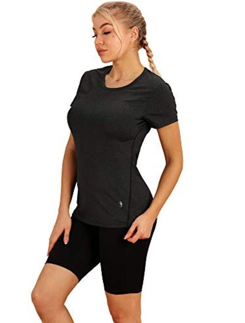 icyzone Workout Running Tshirts for Women - Fitness Athletic Yoga Tops Exercise Gym Shirts (Pack of 3)