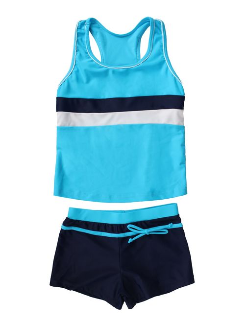 JerrisApparel Little Girls' Summer Two Piece Boyshort Tankini Kids Swimsuit