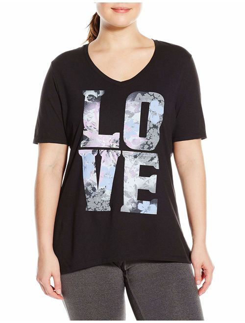 Just My Size Women's Plus-Size Printed Short-Sleeve V-Neck T-Shirt