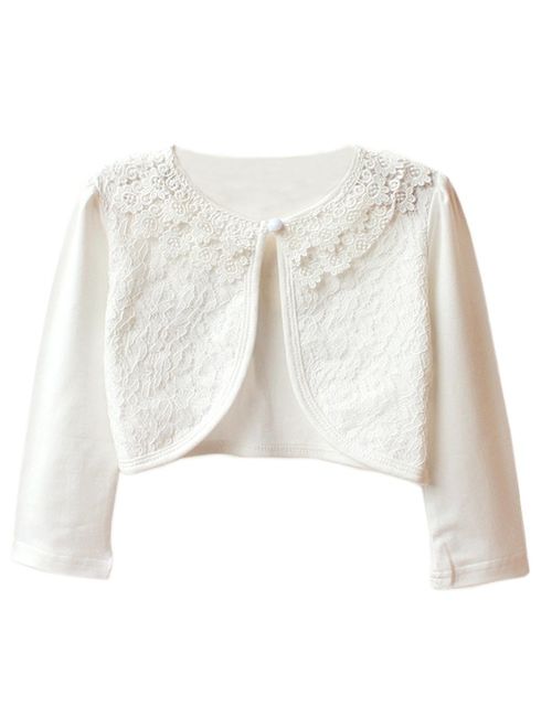 ZHUANNIAN Little Girls' Long Sleeve Lace Bolero Cardigan Shrug