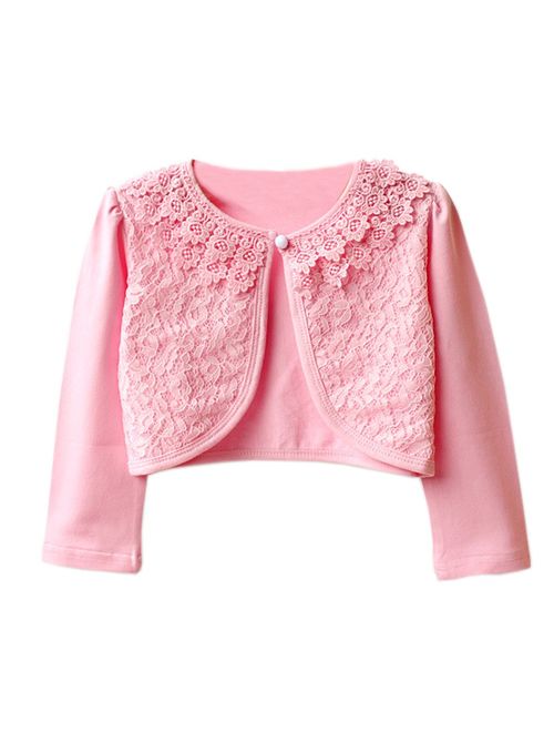 ZHUANNIAN Little Girls' Long Sleeve Lace Bolero Cardigan Shrug
