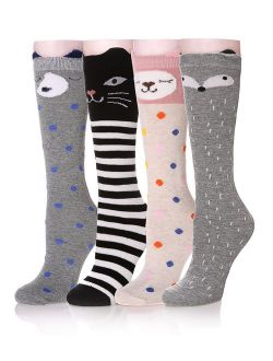 Color City Girls Socks Knee High Stockings Cartoon Animal Warm Cotton Socks