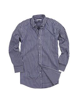 Men's Long Sleeve Button Down Stretch Fit Gingham Plaid Shirt