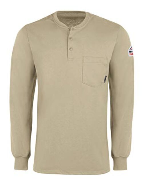 Bulwark Men's Flame Resistant 6.25 Oz Cotton Long Sleeve Tagless Henley Shirt