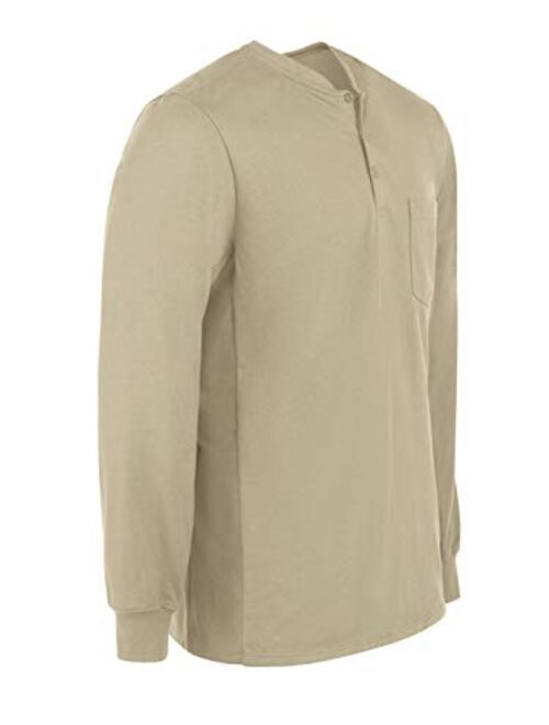 Bulwark Men's Flame Resistant 6.25 Oz Cotton Long Sleeve Tagless Henley Shirt