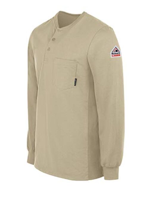 Bulwark Men's Flame Resistant 6.25 Oz Cotton Long Sleeve Tagless Henley Shirt