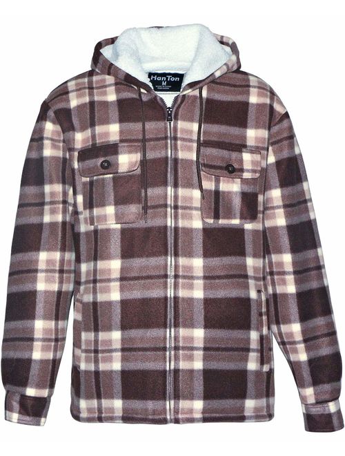 Buy Men's Hoodies Flannel Full Zip Sherpa Lined Heavy Fleece Plaid Warm