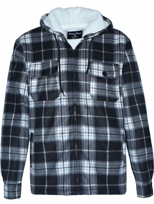 Buy Men's Hoodies Flannel Full Zip Sherpa Lined Heavy Fleece Plaid Warm ...