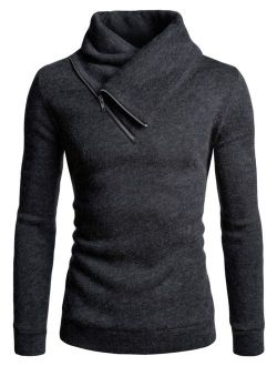 NEARKIN Mens Fleece Lined Sweatshirt Zip Turtleneck Slim Cut Knit Sweater