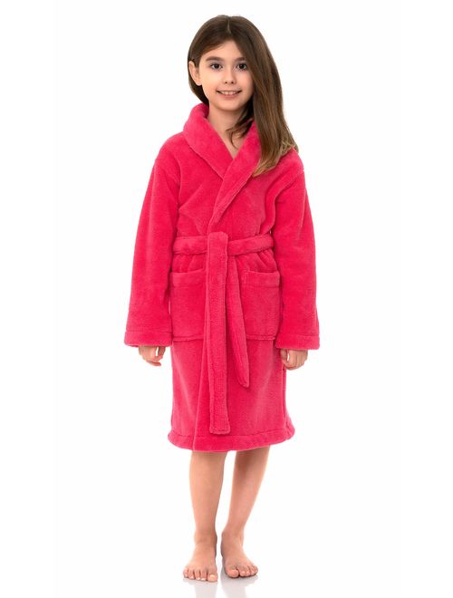 TowelSelections Girls Robe Kids Plush Shawl Fleece Bathrobe