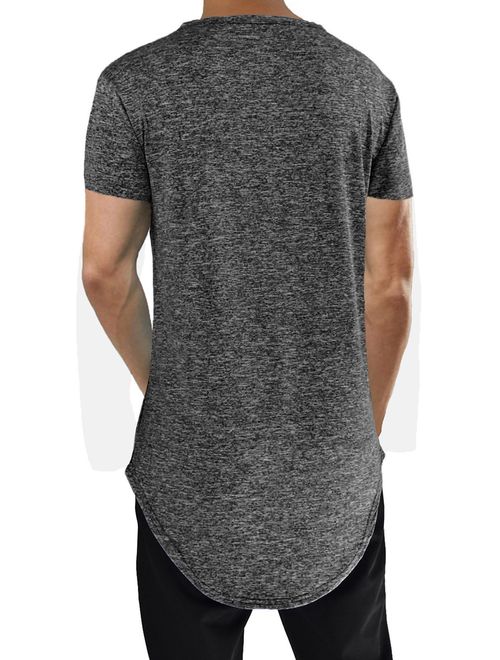 Moomphya Mens Hipster Hip Hop Streetwear Short Sleeve T Shirts Curve Hem Longline T-Shirt