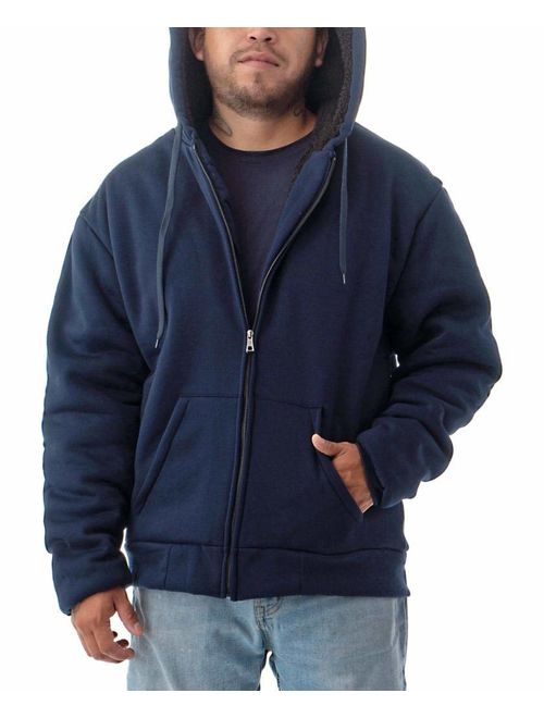 Jvini Men's Ultra Soft Sherpa Lined Hoodie - Full Zip Fleece Lining Winter Sweatshirts
