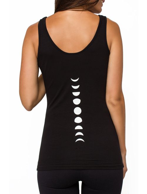 TREELANCE Organic Cotton Yoga Workout Tank Top Spiritual Moon Shirts Tops Tees for Women