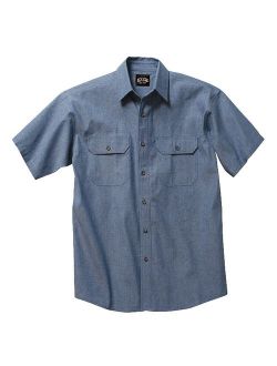 Key Industries Men's Short Sleeve Button Down Wrinkle Resist Big and Tall Chambray Shirt