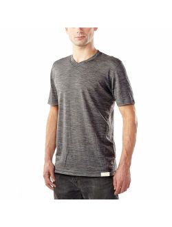 Woolly Clothing Men's Merino Wool V-Neck Tee Shirt - Everyday Weight - Wicking Breathable Anti-Odor