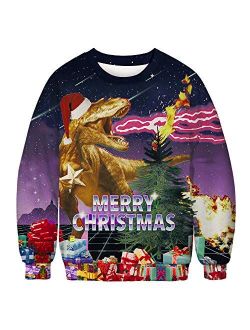 Unisex Ugly Christmas Sweatshirt Men Women Novelty Sweater 3D Print Design Funny Xmas Pullover Crewneck/Hoodie