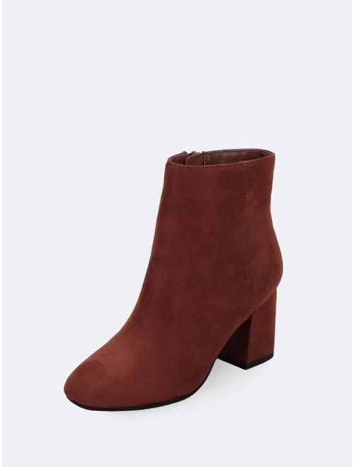Round Toe Chunky Heel Ankle Boots