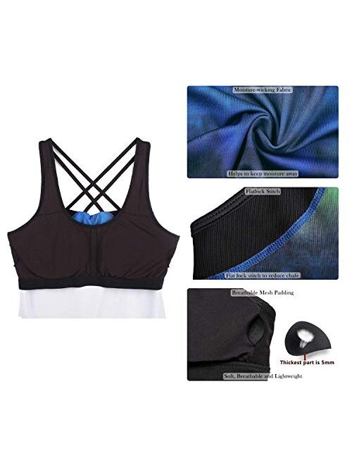 icyzone Women Workout Yoga Spaghetti Strap Racerback Tank Top with Built in Bra