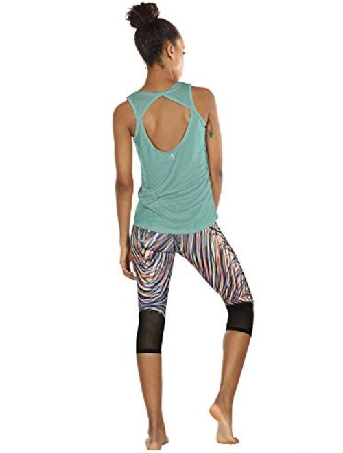 icyzone Yoga Tops Activewear Workout Clothes Open Back Fitness Racerback Tank Tops for Women(Pack of 2)