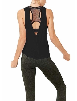 Mippo Workout Clothes for Women Cute Open Back Yoga Tops Muscle Tank Running Tank Tops