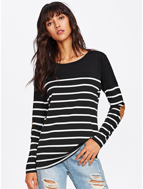Elbow Patch Striped Tee