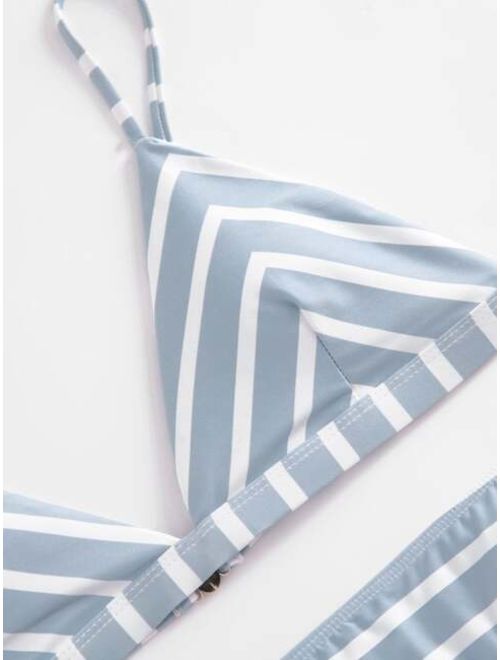Striped Triangle Bikini Set