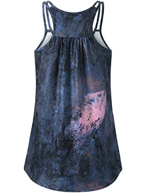 Hibelle Womens Scoop Neck Cute Racerback Yoga Workout Tank Top