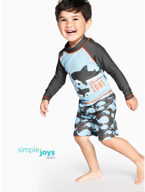 Simple Joys by Carter's Baby and Toddler Boys' 2-Piece Swimsuit Trunk and Rashguard