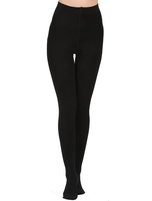 Aphro Women's Opaque Warm Tights Fleece Lining Pantyhose, Black
