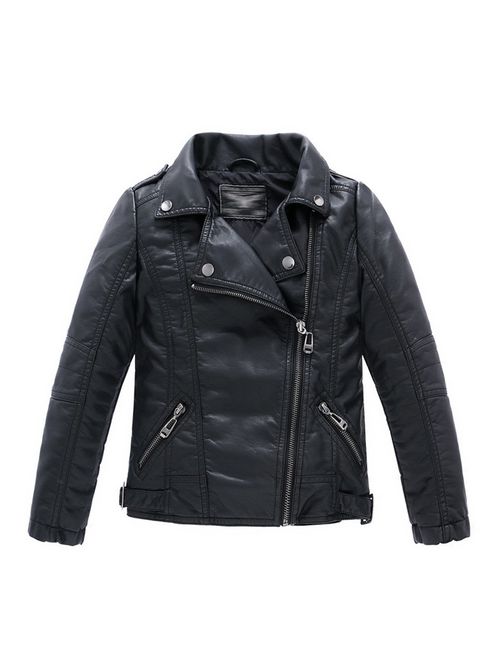 LJYH Children's Collar Motorcycle Faux Leather Coat Boys Faux Leather Jacket