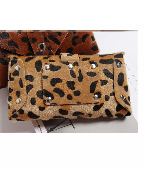 Stylish Trendy Leopard Snakeskin Faux Leather Fanny Belt Pack Waist Bag Phone Purse With Removable Belt for Women Girls