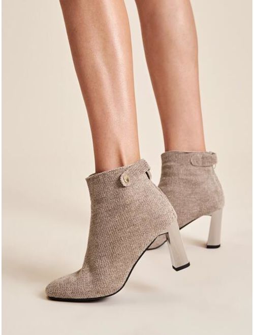 Zip Back Chunky Heeled Ankle Boots