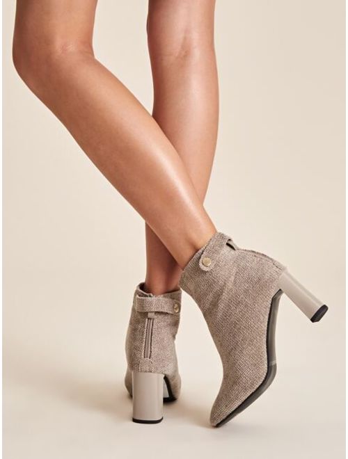 Zip Back Chunky Heeled Ankle Boots