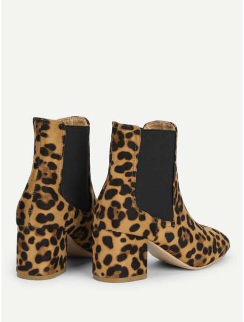 Elastic Leopard Ankle Boots