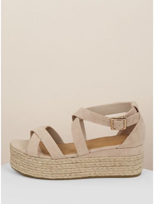 Buy Wrap Buckle Strap Jute Wrapped Flatform Sandals online | Topofstyle