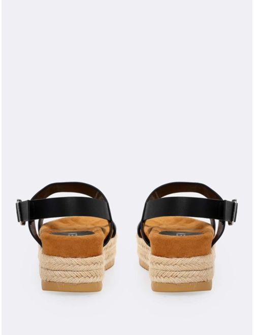 Jute Wrapped Flatform Double Band Buckled Sandals