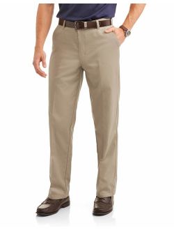 Men's Wrinkle Resistant Flat Front 100% Cotton Twill Pant with Scotchgard